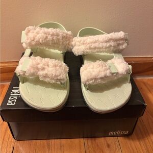 Melissa  Faux-Shearling Strap Sandals